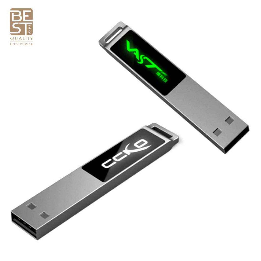 纖薄長形亮燈金屬USB